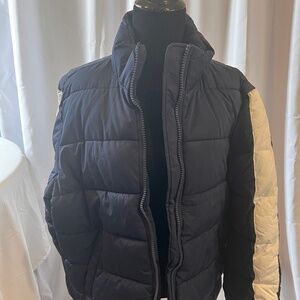 forever 21 mens navy & white puffer coat, size small